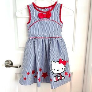 Hello Kitty - Girls Stripped Dress - blue/white - SZ5- EUC